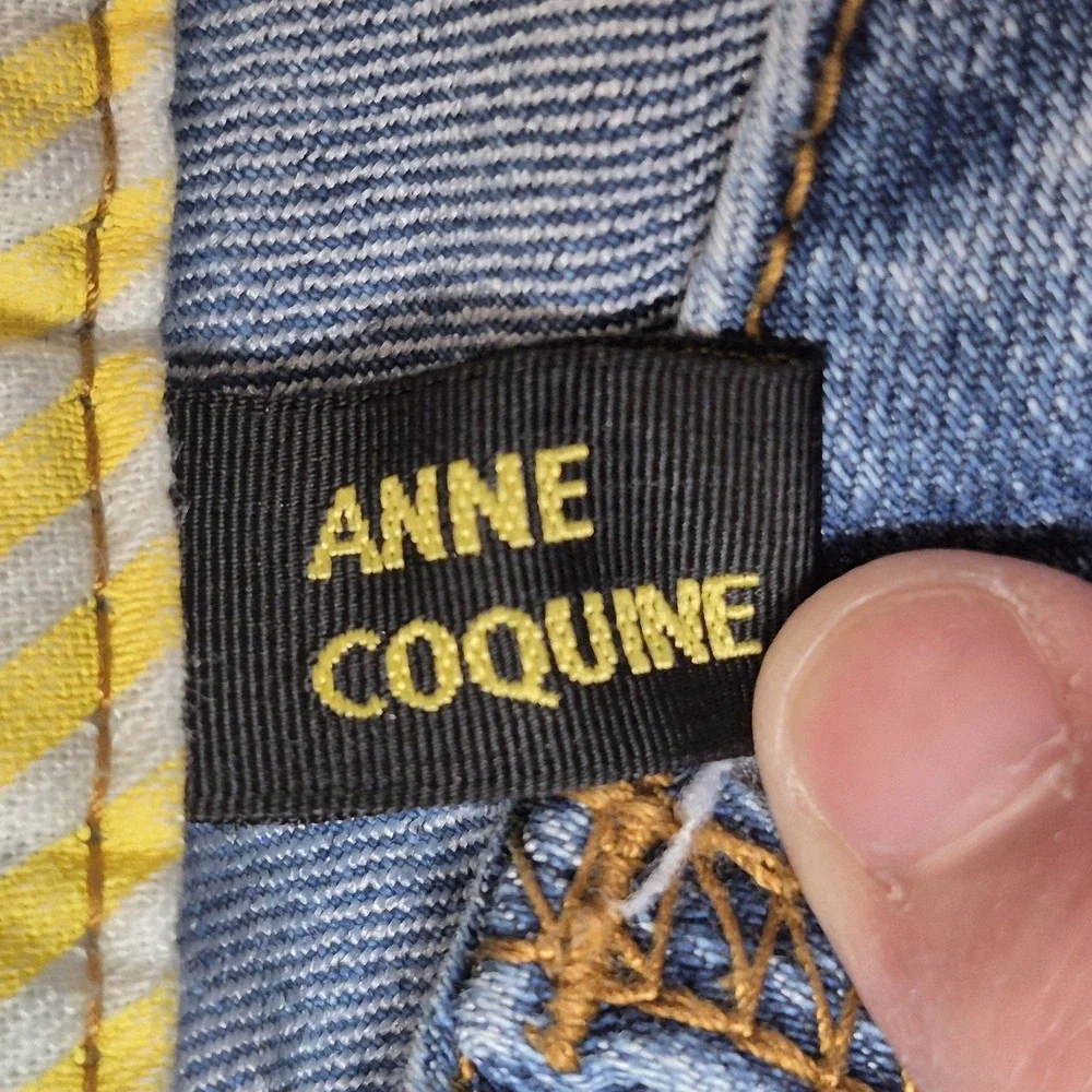 Anne Coquine ACP20669 Womens M Blue Jeans Japanese Fashion Stretch Cropped Capri